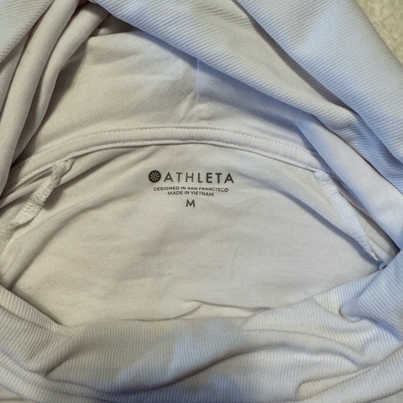 Athleta Essence Fitted Cowl Neck Tunic Hoodie Pullover - White - Size M - Picture 1 of 7